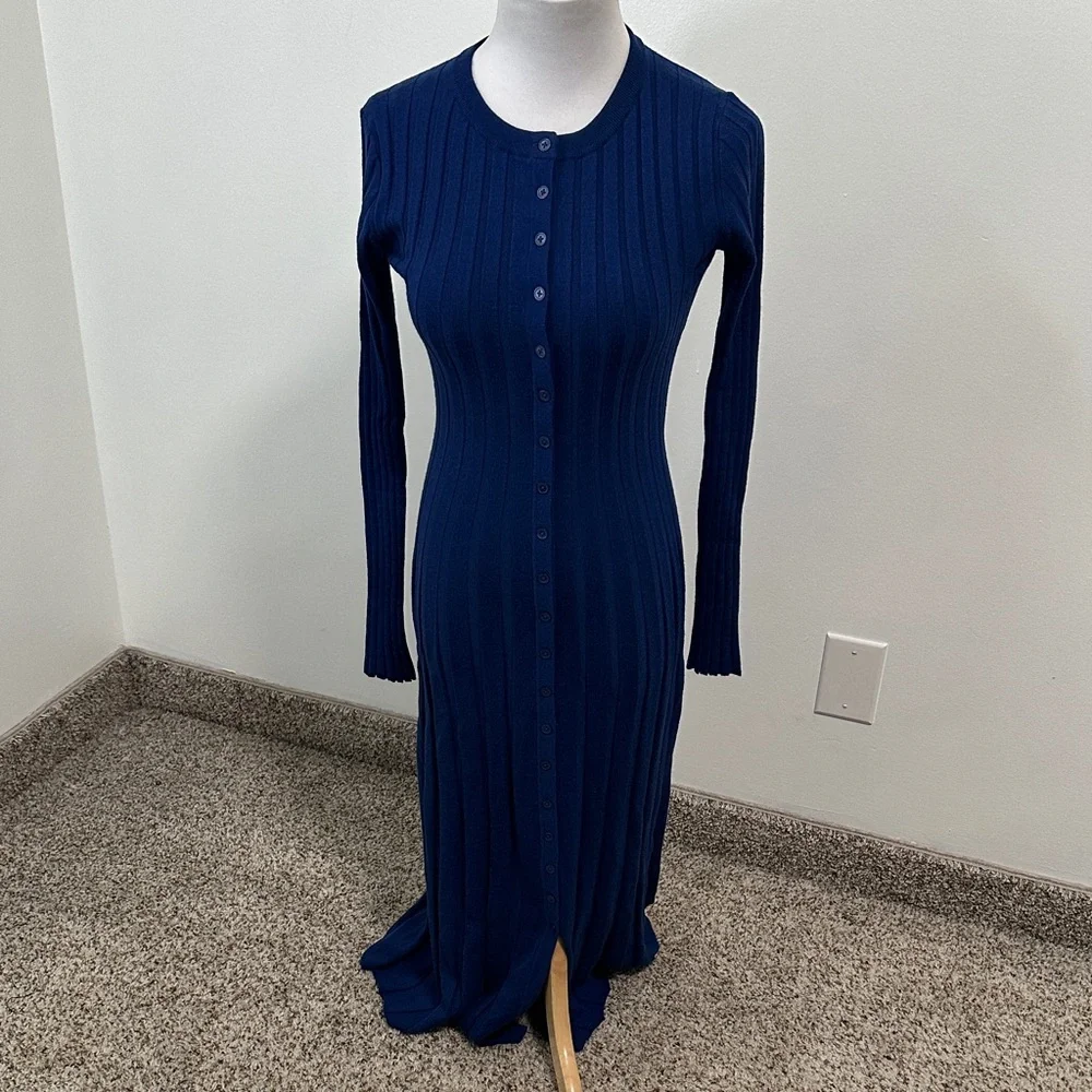 💕 NWT J. Crew Wide Ribbed Button Up Sweater Dress in Marino Wool Blend